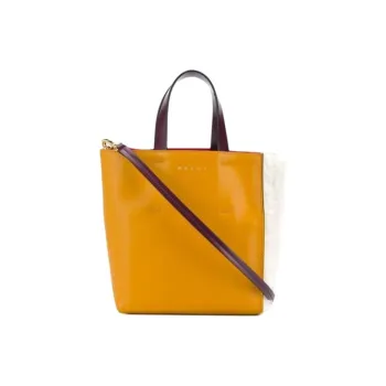 MARNI Shearling Shoulder Bag, Crossbody Bag, Handbag Women's Yellow/White/Burgundy