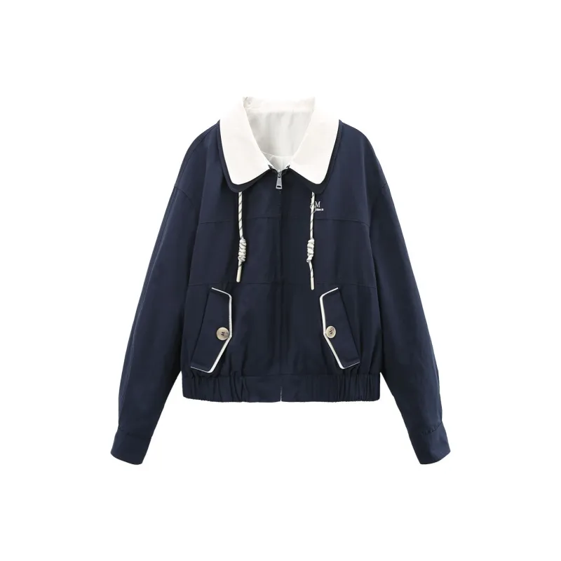 A Paradise For Awakening Jackets Coats Women's Navy Blue-0