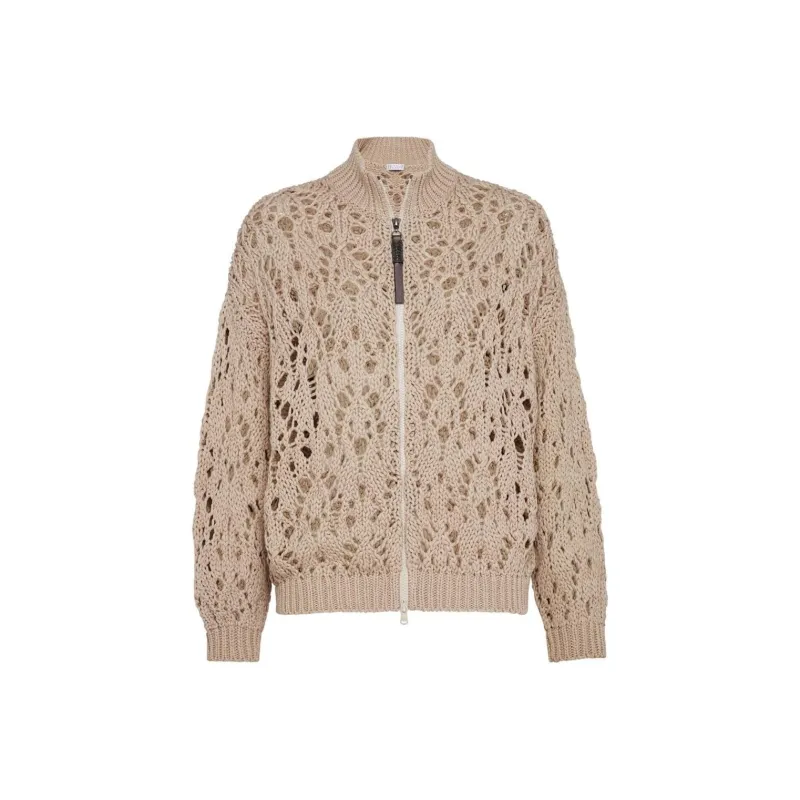Brunello Cucinelli Open knit Zip up Cardigan-0