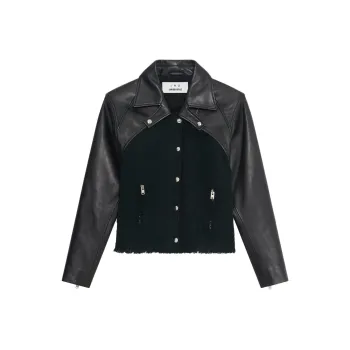 SAMI MIRO VINTAGE x IRO FW24 LEATHER TWEED JACKET Jackets Coats Women's Black