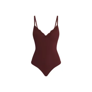 SKIMS FW24 FITS EVERYBODY LACE PUSH-UP BODYSUIT Bodysuits Women's OXBLOOD/Ox Blood