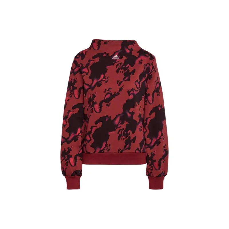 Adidas MOCK CREW AOP Sweatshirt Women's Red/Black-0