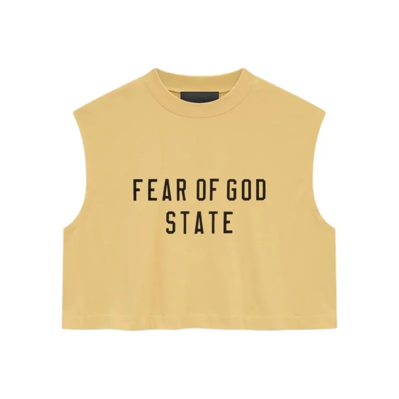 Fear Of God Essentials Tri-Blend Cropped Muscle Tee 'Amber'-0