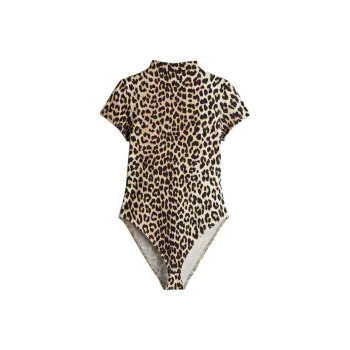 H&M Bodysuits Women's Beige/Leopard Print