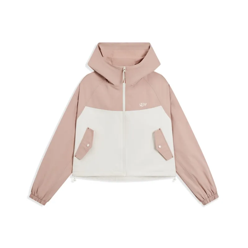 XTEP Knitted Fabric Jackets & Coats Pink Tube/Pink Cotton White Women's-0