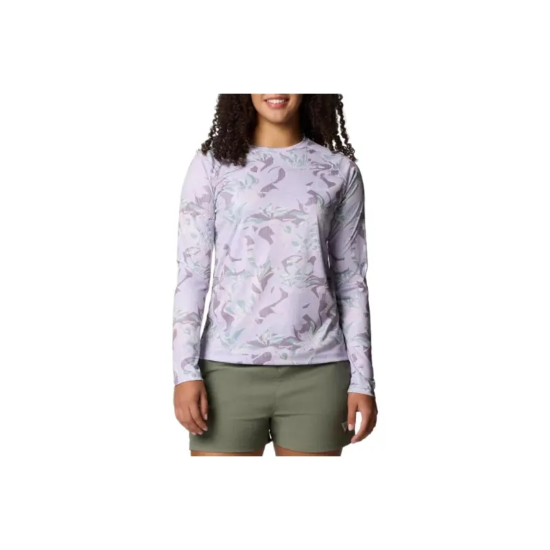Columbia PFG Super Tidal Tee Shirt Women's Lavender Pearl Texture-0