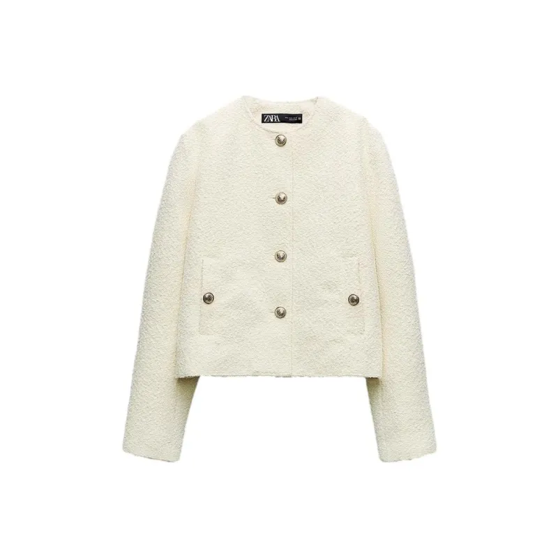 ZARA Jackets Coats Women's White-0