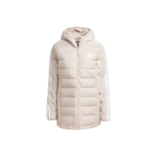 Adidas Essential 3 STRIPES LIGHT DOWN HOODED PARKA Down Jacket Women's Wonder Beige