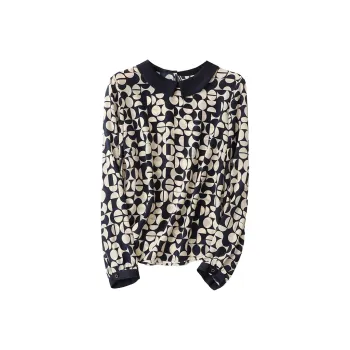 Korean Style Shirt Women's Navy Blue