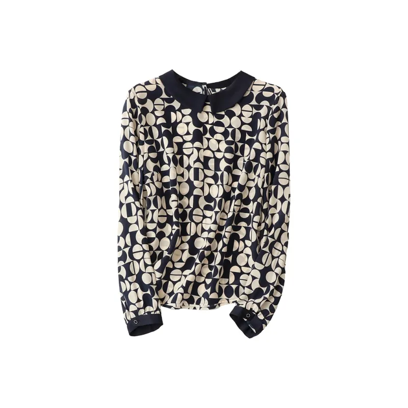 Korean Style Shirt Women's Navy Blue-0