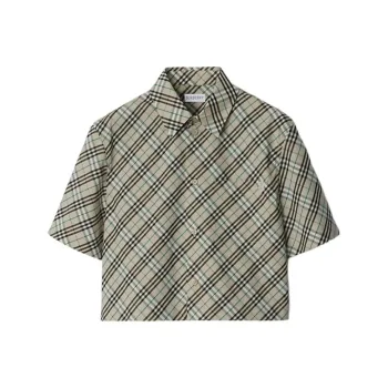 Burberry Short Sleeved Checked Cropped Shirt