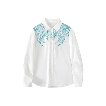 TOUCH Shirt Women's White With Blue Floral