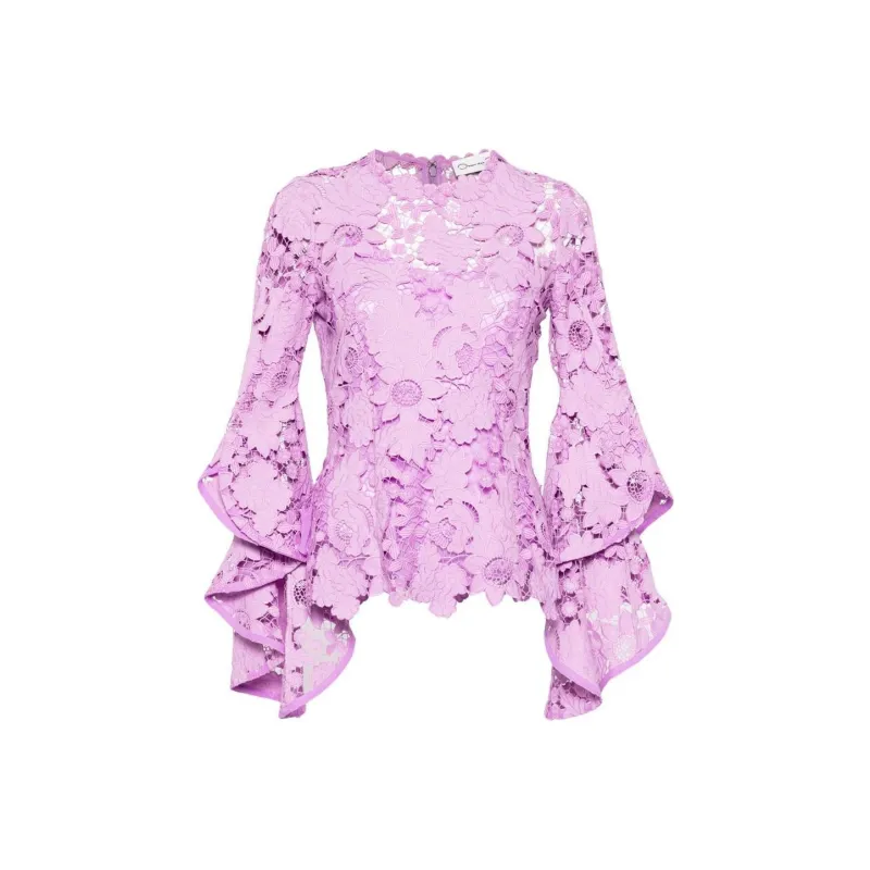 Oscar De La Renta Floral Guipure Lace Blouse-0