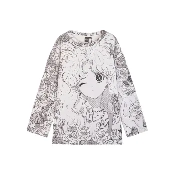LALABOBO Drop Shoulder Sleeve T Shirt Women's Ecru