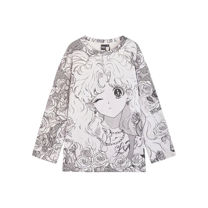 LALABOBO Drop Shoulder Sleeve T-Shirt Women's Ecru-0
