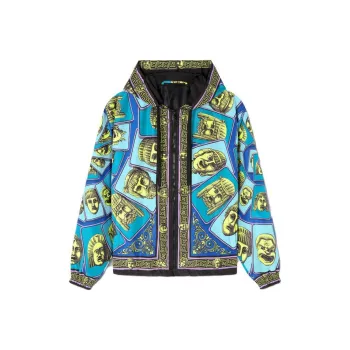 VERSACE Le Maschere Windbreaker Jacket 'Acid Green/Teal'
