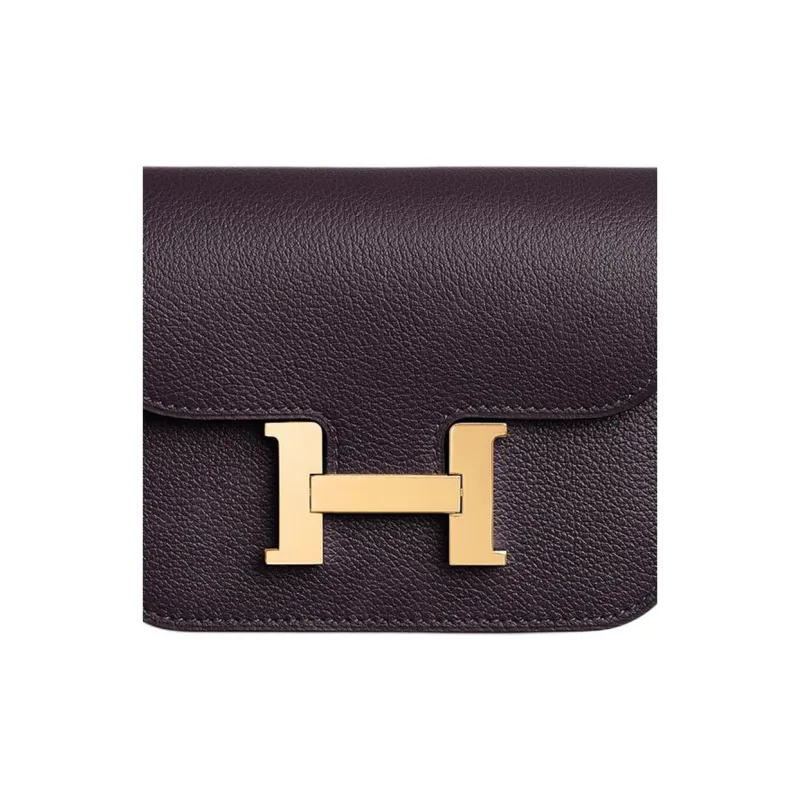 HERMES Constance Slim Evercolor Calfskin Wallet Women's Dark Reddish Purple & Azalea Pink-3