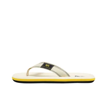 NFL Slip Resistant Abrasion Resistant Odor Resistant Quiet Flip Flops Men's Ecru
