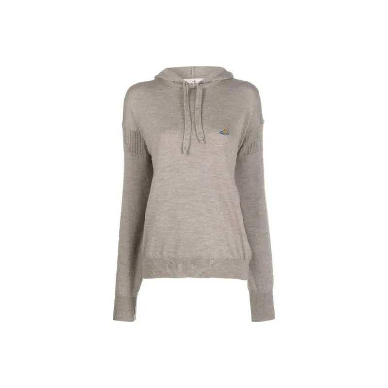 Vivienne Westwood Orb Embroidered Drawstring Knitted Hoodie-0