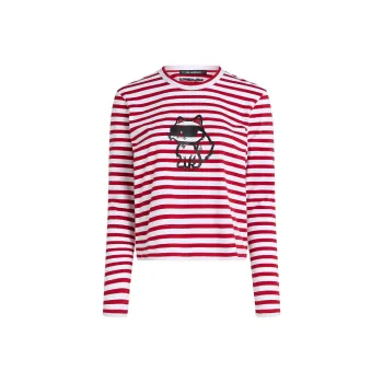 KARL LAGERFELD / Karl Lagerfeld Jeans Ikon Stripe print T shirt