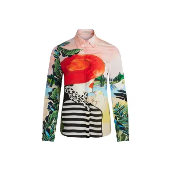ALICE+OLIVIA Willa Shirt In Rose pink Silk