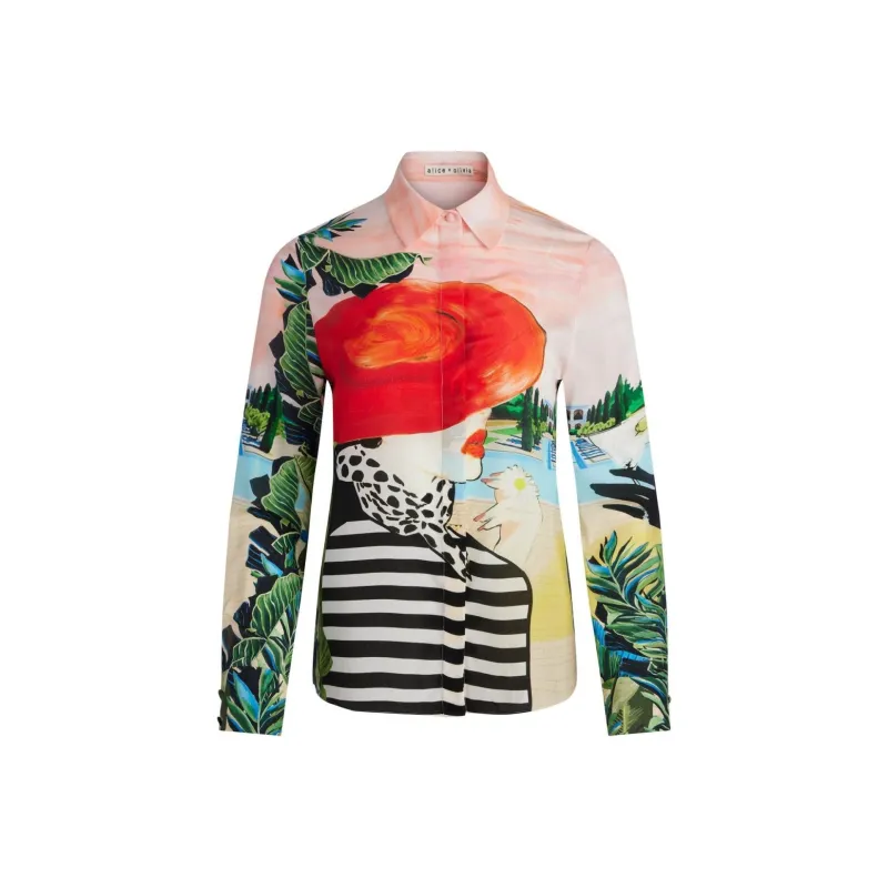 Alice + Olivia Willa Silk Shirt-0