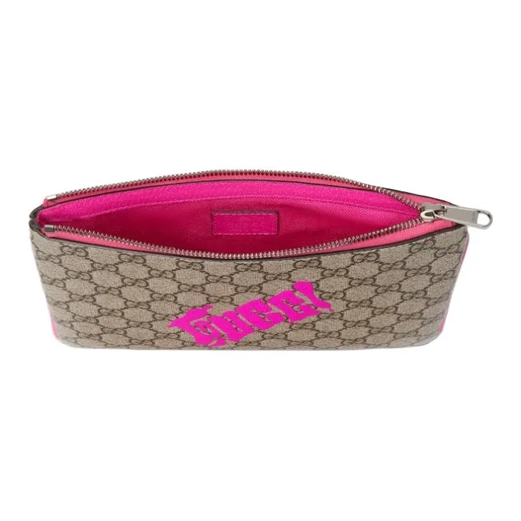 GUCCI GG Monogram Coated Fabric Clutch Men's Beige & Pink-4