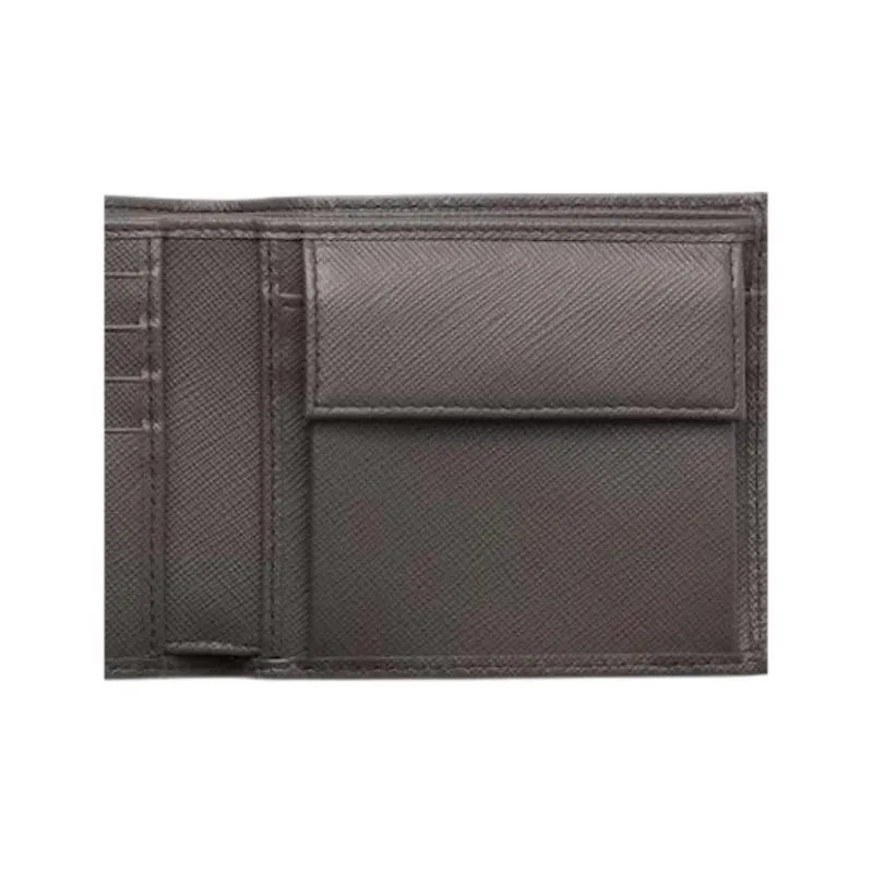 PRADA Saffiano Calfskin Wallet Men's Smoke Gray-4