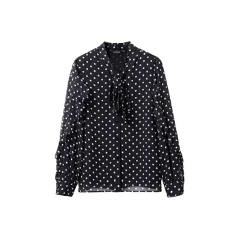 Yan Domain Shirt Women's Black Polka Dot