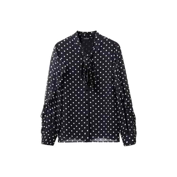 Yan Domain Shirt Women's Black Polka Dot-0