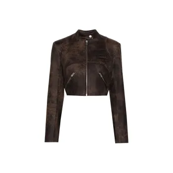Misbhv Cracked Cropped Faux-leather Jacket