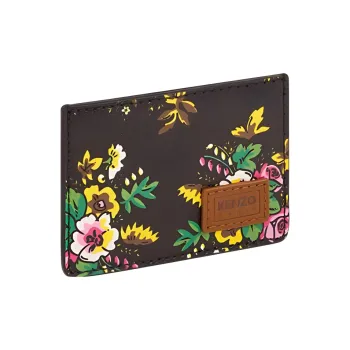 KENZO Leather Label Card Holder Men's Black