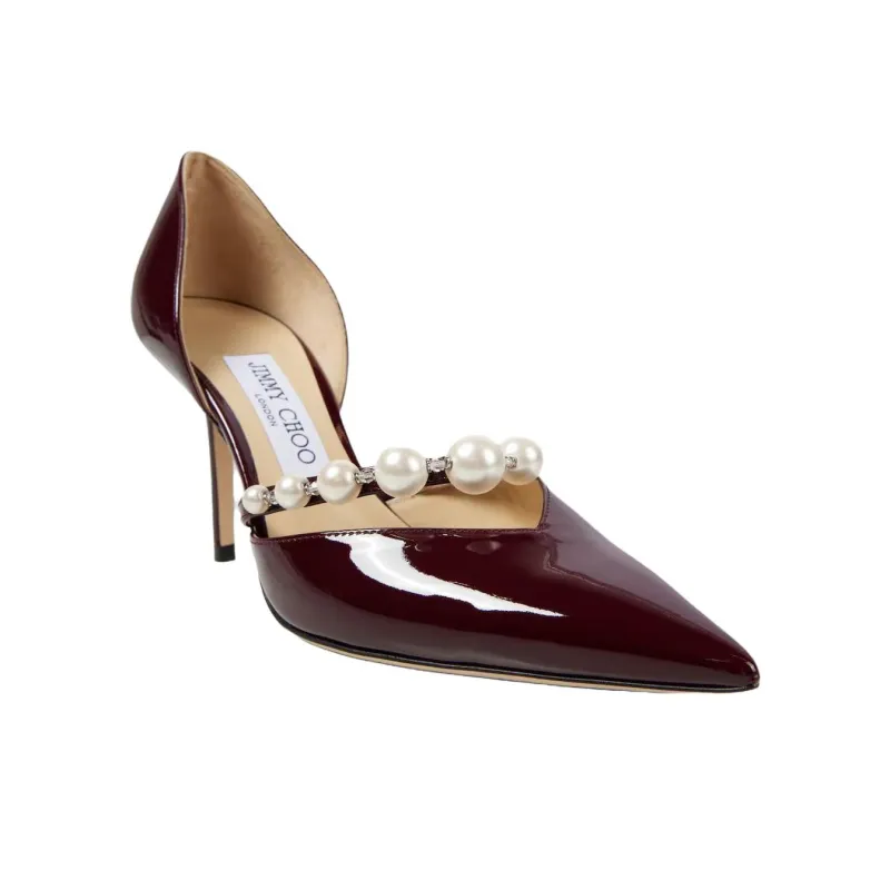 Jimmy Choo Aurelia Slim Heel High Heels 8.5cm Women's Red-2