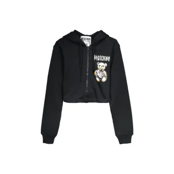 MOSCHINO Teddy Bear Logo Cropped Hoodie