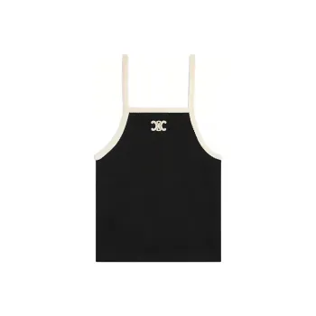 CELINE Tank Top With Triomphe Embroidery In Cotton Jersey
