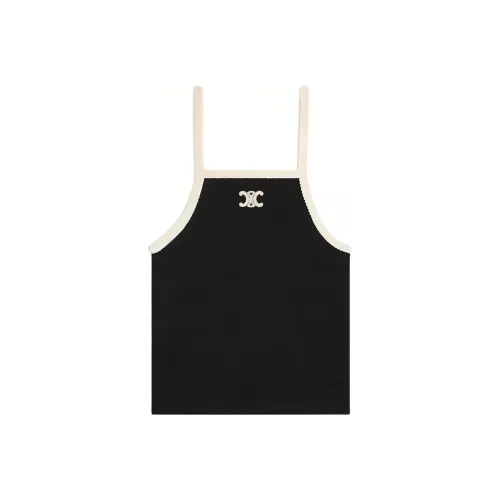 CELINE Tank Top With Triomphe Embroidery In Cotton Jersey