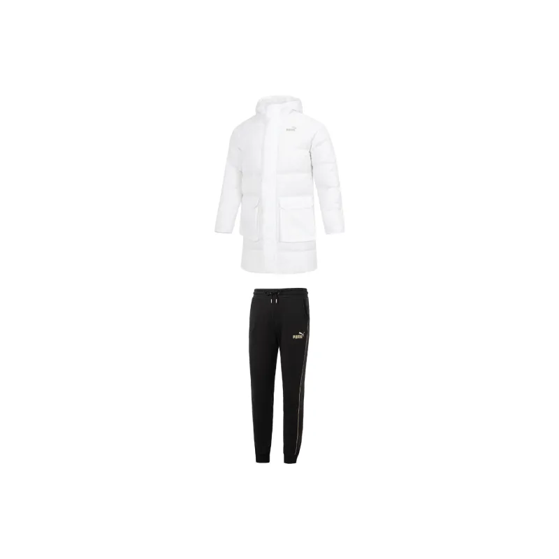 PUMA Casual Sportswear Men Set White Down Jacket+Black Pants-0