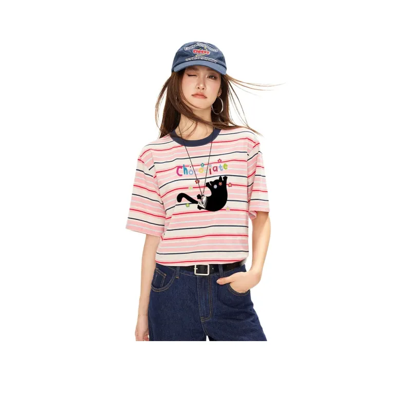  CHOCOOLATE T Shirt Women's Pink Stripes-0