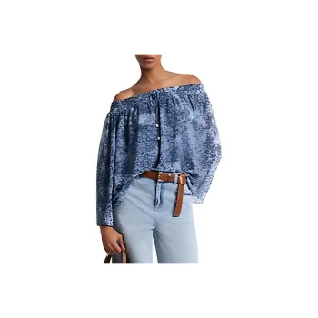 MICHAEL KORS Tie Dye Floral Georgette Off the Shoulder Top