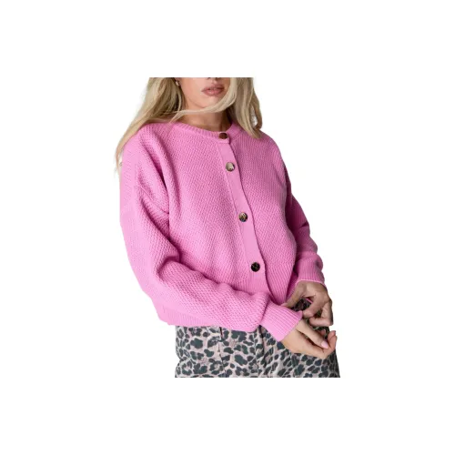 NASTY GAL Knitted Button Front Cardigan Knitwear Women's Pink