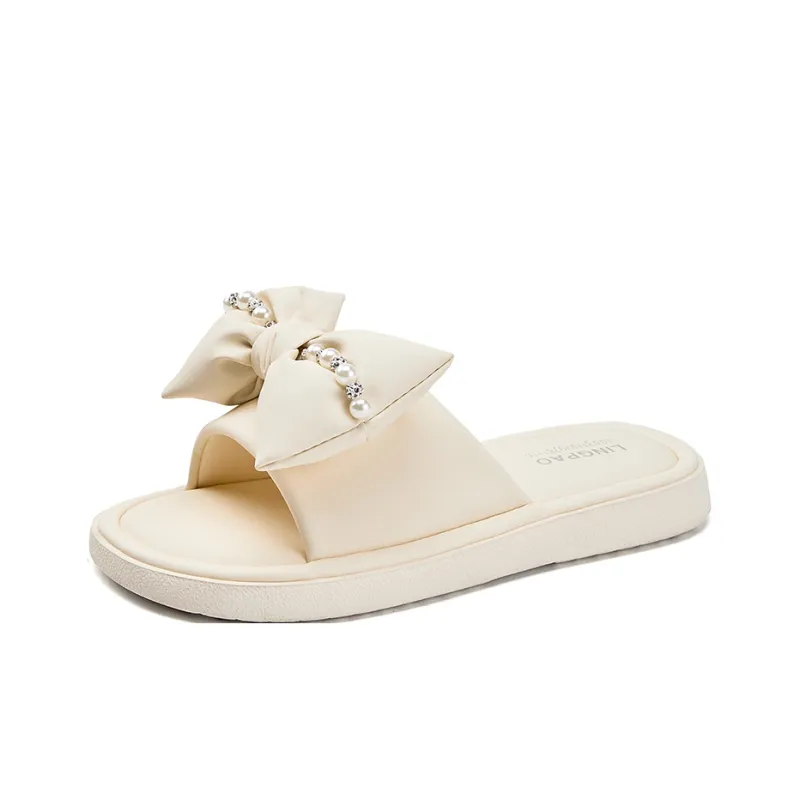 LINGPAO Rubber Sole Crystal Slide Slippers Women's-1