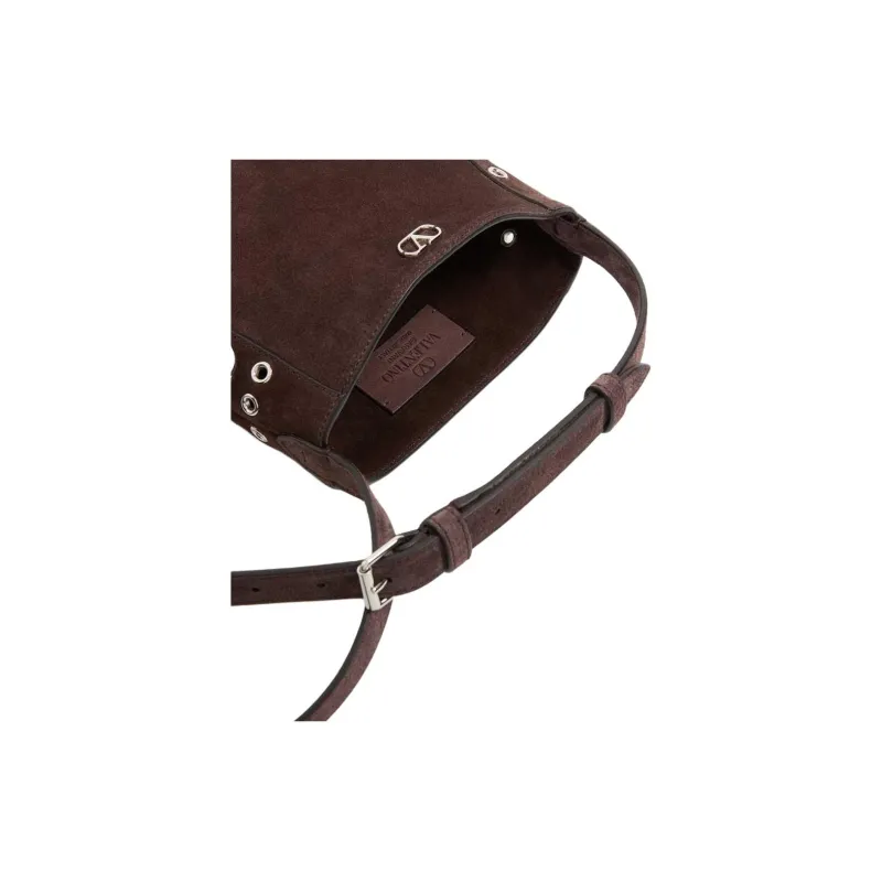 Valentino Cow Leather Handbag, Shoulder Bag, Crossbody Bag Trumpets Unisex Dark Brown-4