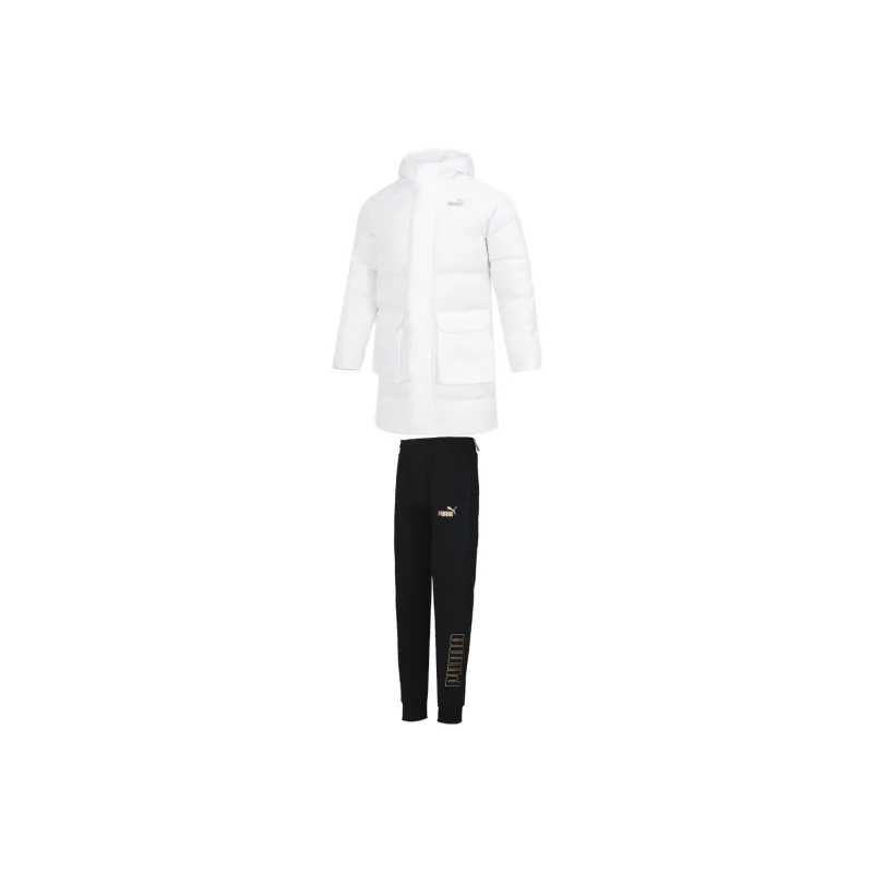 PUMA Casual Sportswear Men Set White Down Jacket+Black Pants-0