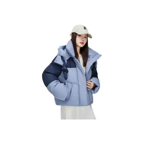 YABAOBAO Down Jacket Women's Grey With Navy Blue Accents