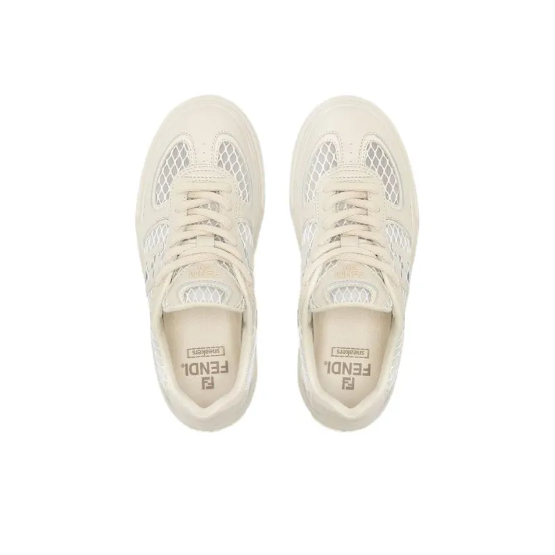 FENDI Match Low Top Skateboard Shoes Women's Beige-3
