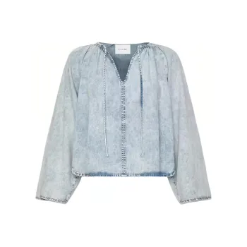 FRAME Shirred Denim Blouse