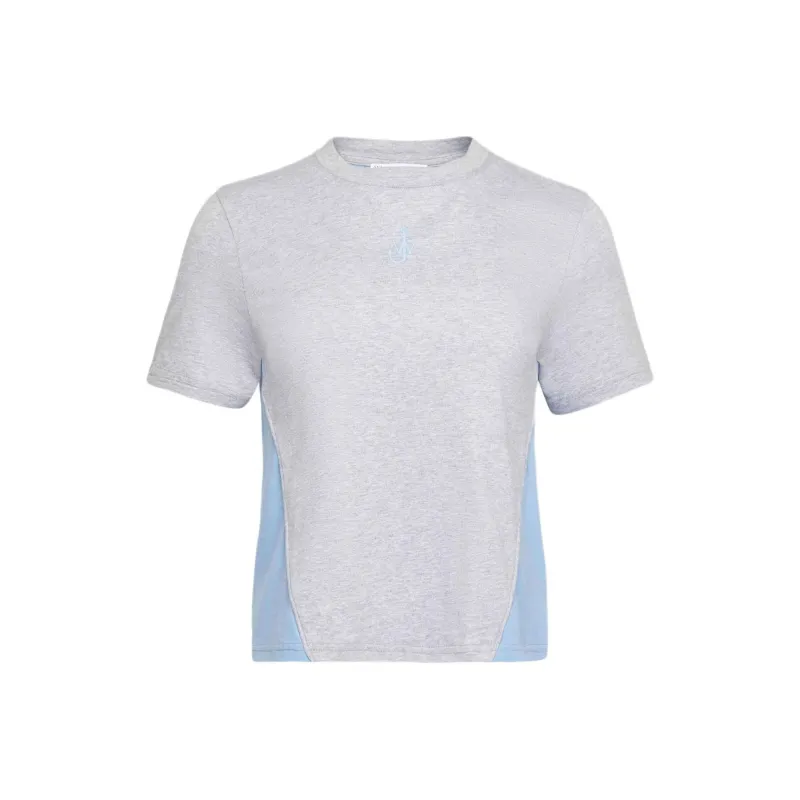 JW Anderson Anchor Embroidery Panelled Cropped T Shirt-0