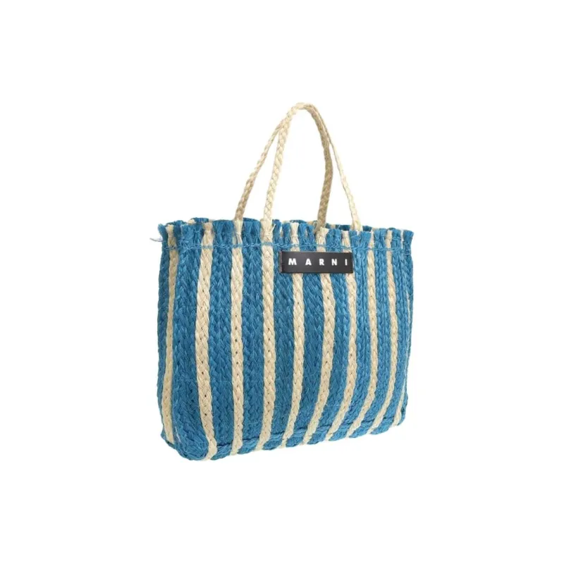 MARNI Raffia Tote Bag, Shopping Bag, Handbag Women's Blue-1