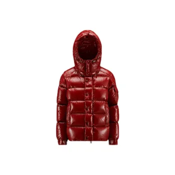 Moncler Women's Maya 70th Anniversary Special Edition Short Down Jacket Berry Red