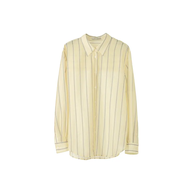 Fstudio Early Spring Korean Style Slimming Stripes Light Long Sleeved Shirt Women's-0